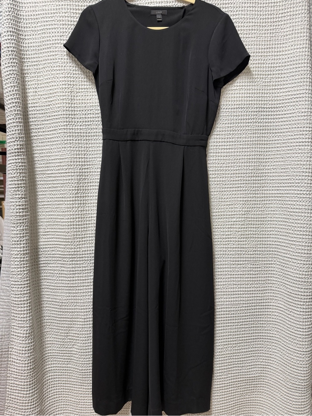 J. Crew Black Drapey Wrap Back Short Sleeve Cropped Wide Leg Versatile Jumpsuit